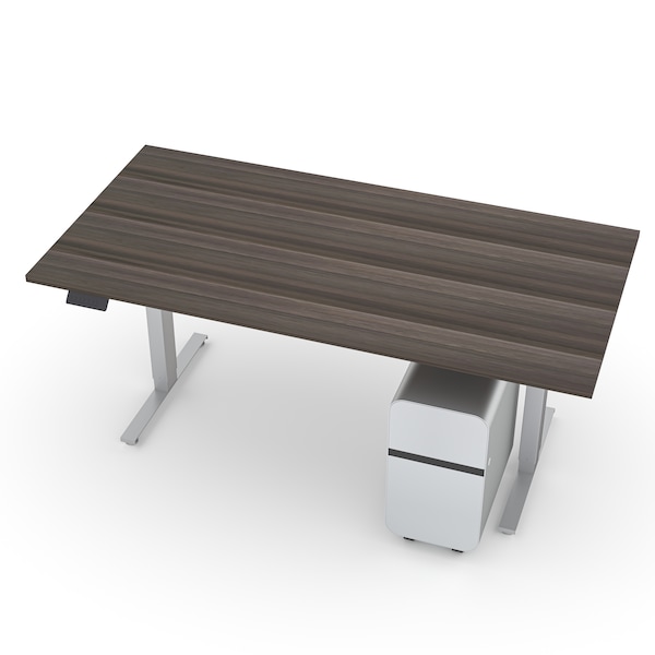 Quantum Sit-Stand Desk Series 3'x6' Sit-Stand Adjustable Electric Desk with filling cabinet in Black Oak, mfgd Board Work Top CY-QNT_S36-3x6-WALLY - main